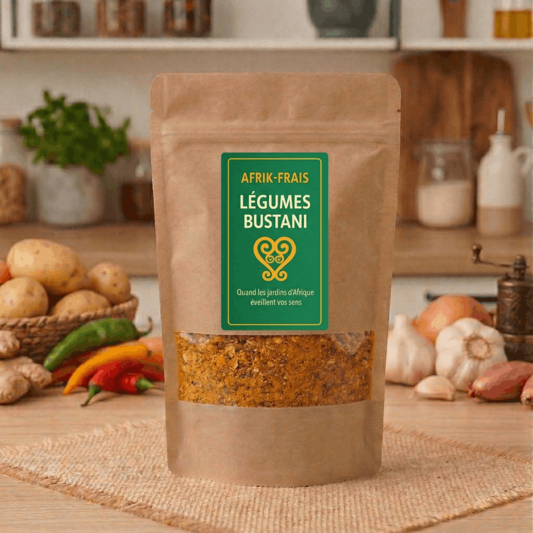 Recharge Afrik-Frais Légumes Bustani avec design d’étiquette