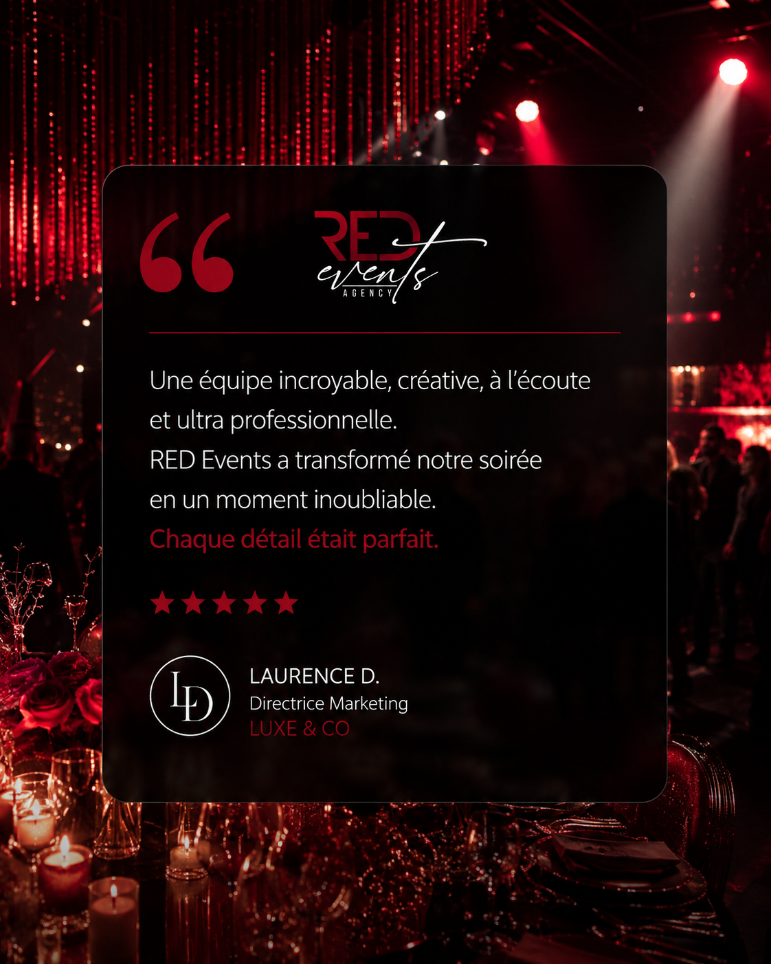 Visuel RED Events Agency sur les expériences événementielles vues par les invités